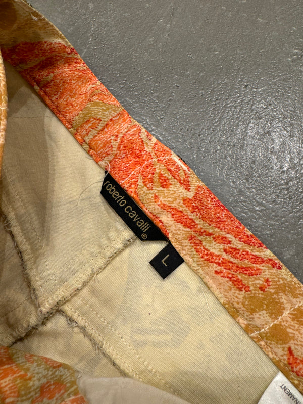 F/W 2001 Roberto Cavalli double silk layer burned distressed pants