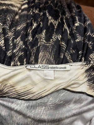 2000s Cavalli asymmetrical hem leopard print dress