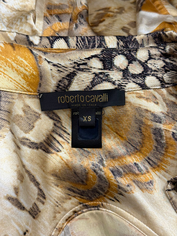 2004 Roberto Cavalli feather silk shirt