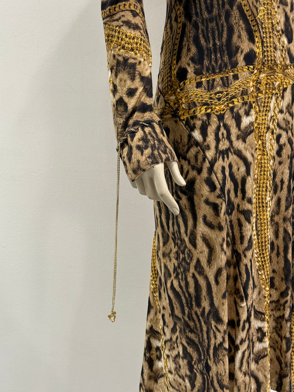 F/W2003 Roberto Cavalli leopard print dress with chains