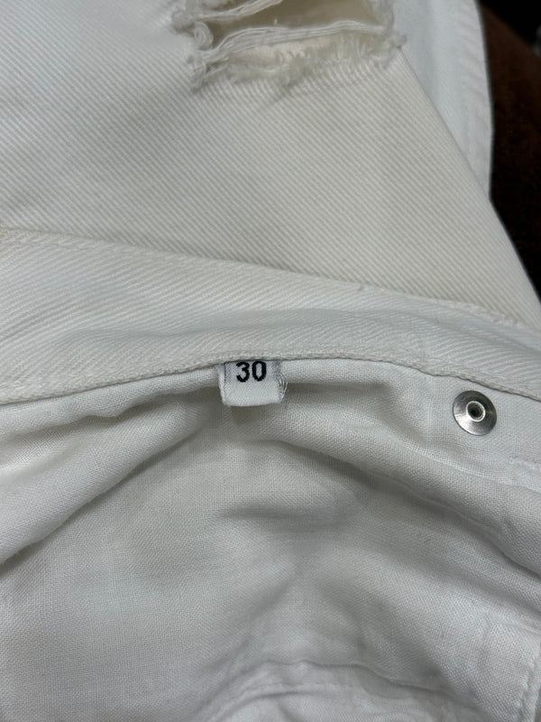 2000s Helmut Lang distressed white jeans