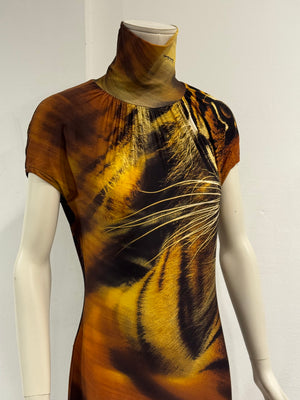 A/W2000 Roberto Cavalli cut-out tiger print dress