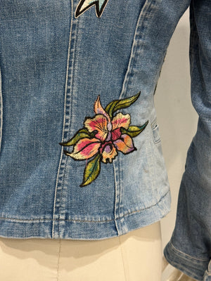S/S2003 Roberto Cavalli tattoo embroidered denim jacket