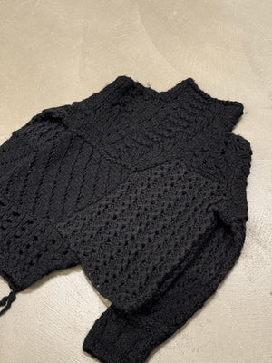 1990s Emporio Armani patchwork heavy hand knitted sweater