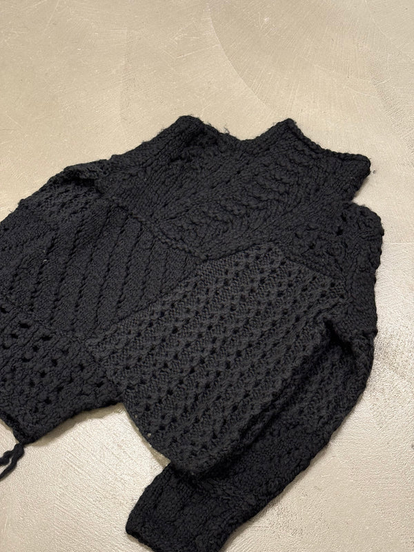 1990s Emporio Armani patchwork heavy hand knitted sweater