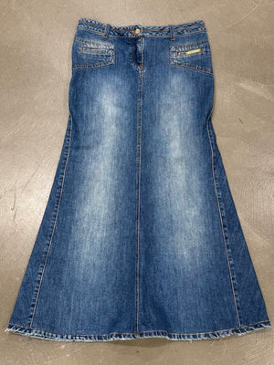 2008 Roberto Cavalli long denim skirt