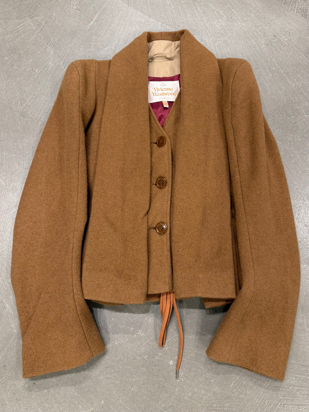 2000s Vivienne Westwood brown structured cropped camel jacket