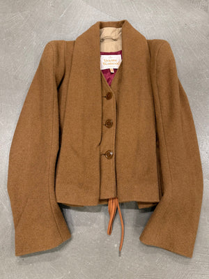2000s Vivienne Westwood brown structured cropped camel jacket
