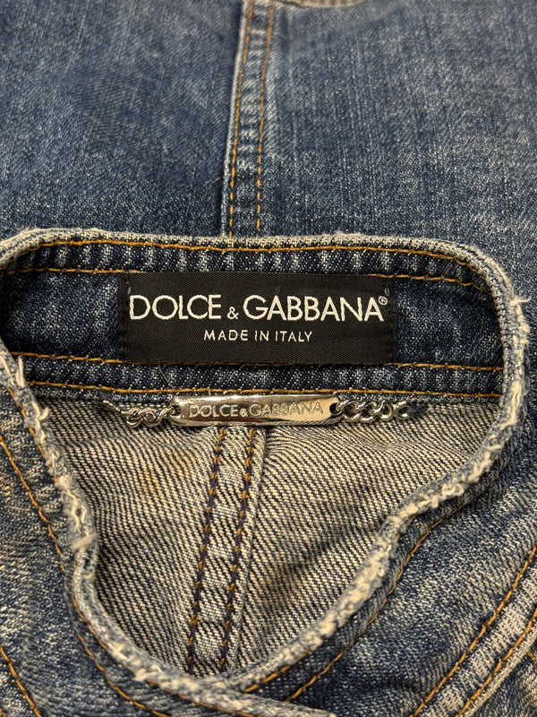 2000s Dolce & Gabbana distressed denim utility jacket
