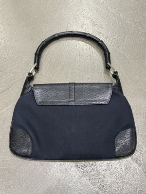 1990s Gucci by Tom Ford bamboo handle Jackie bag with leather flap