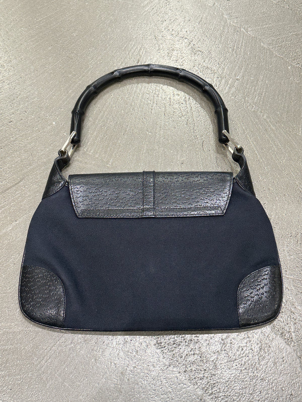 1990s Gucci by Tom Ford bamboo handle Jackie bag with leather flap