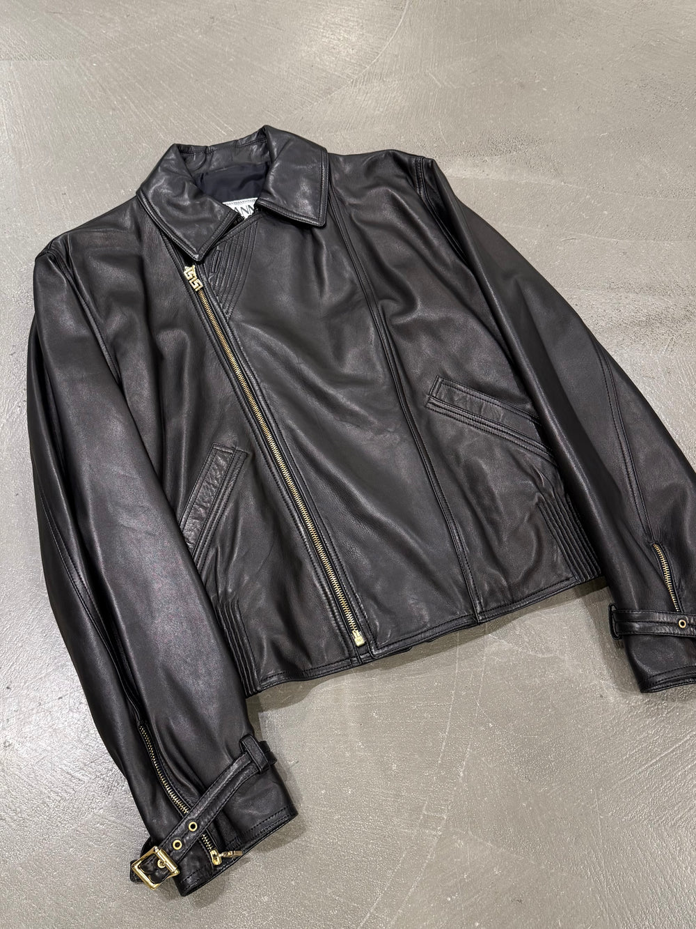 1990s Gianni Versace asymmetric leather biker jacket