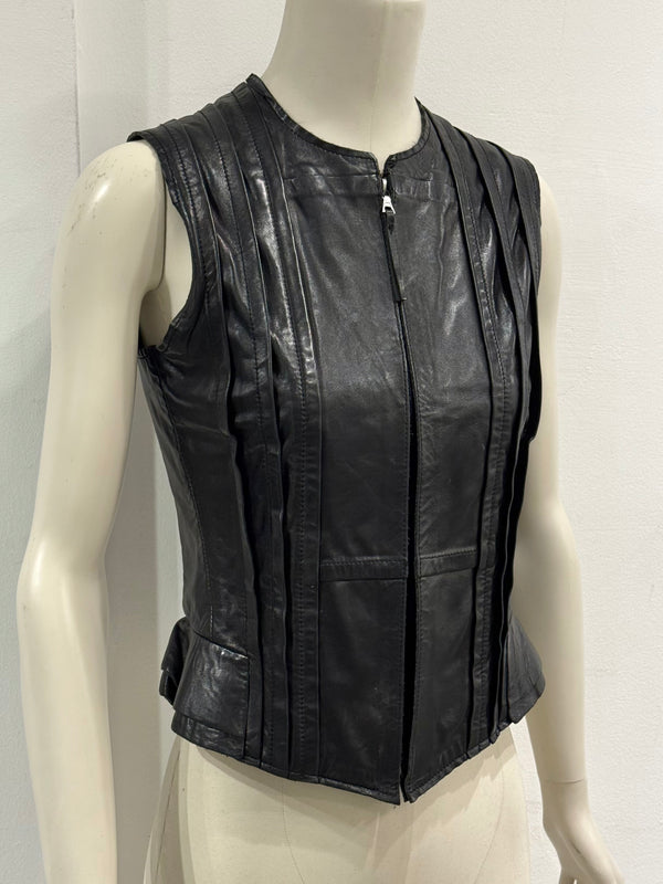 1990s Balenciaga paneled biker leather vest
