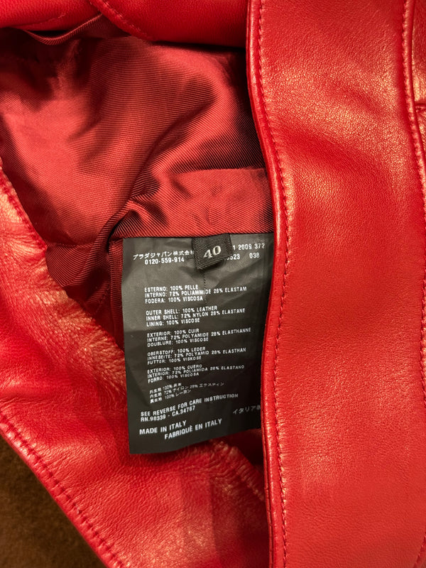 2000s Prada red biker leather jacket