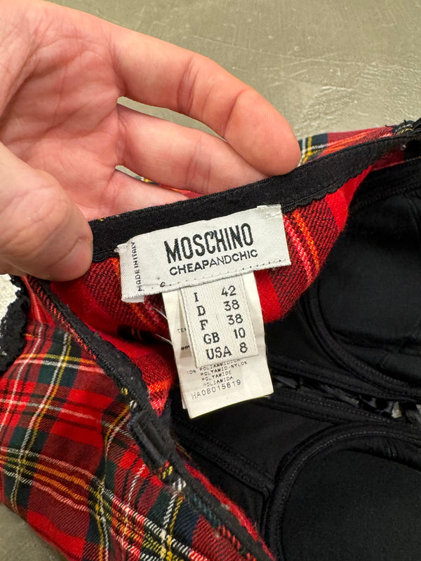 1990s Moschino checkered corset