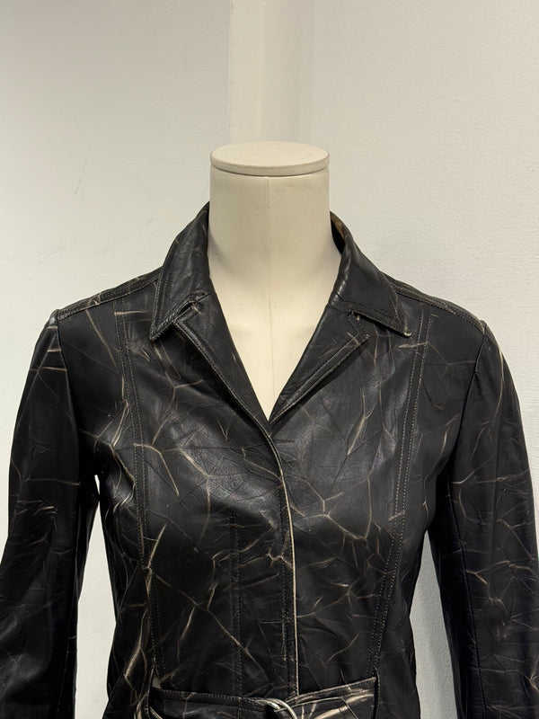 2000s Plein Sud dyed effect distressed leather jacket