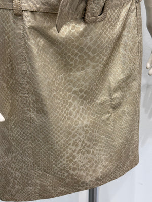 2000s Roberto Cavalli metallic leather belted mini skirt