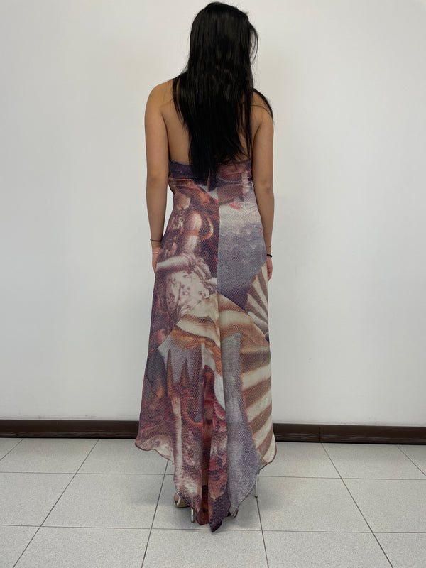 1990s D&G Botticelli birth of Venus sheer silk dress