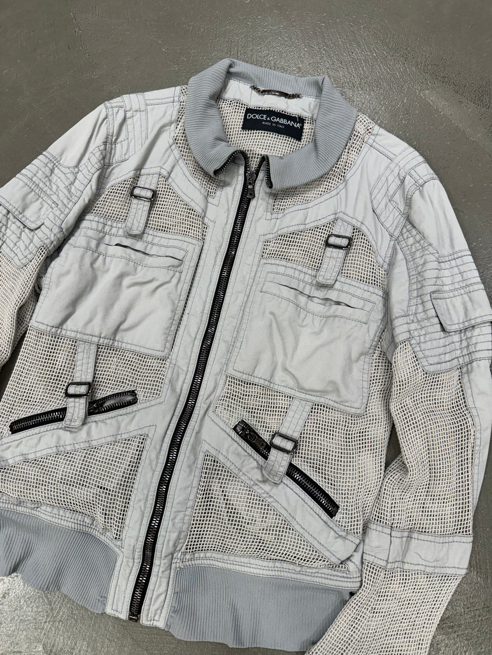 S/S 2004 Dolce & Gabbana grey mesh bomber jacket