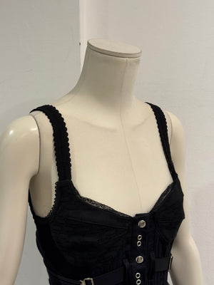 2003 Dolce & Gabbana eyelet corset bodycon bondage dress