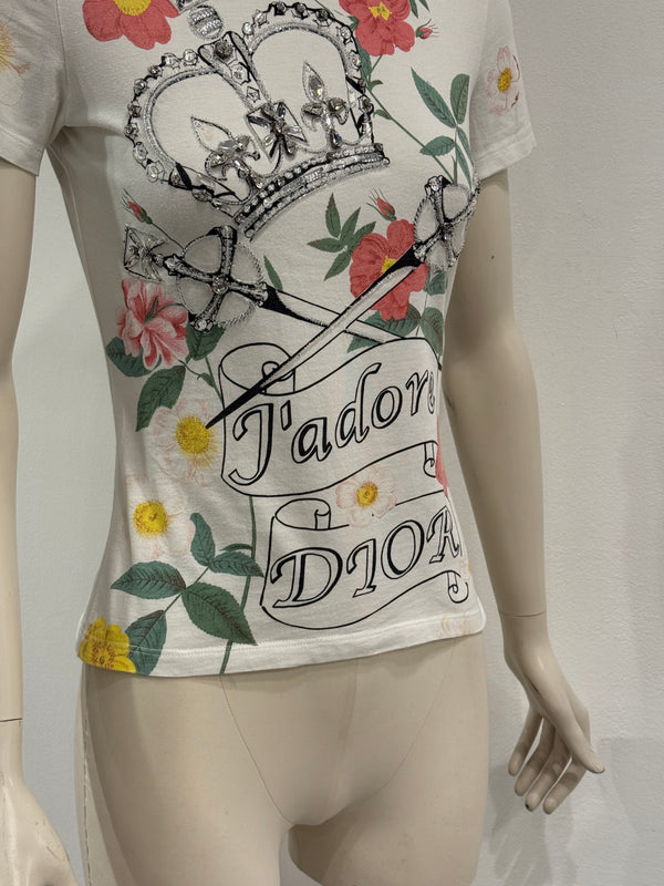 A/W2003 Christian Dior J'adore Dior floral print t-shirt