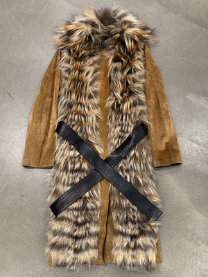 2000s Gucci fox fur suede coat