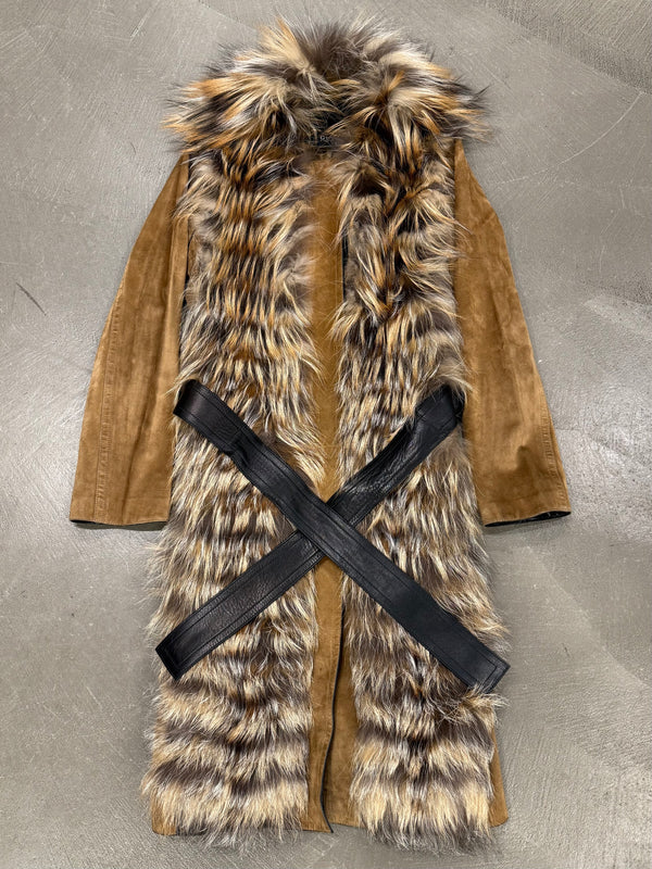 2000s Gucci fox fur suede coat