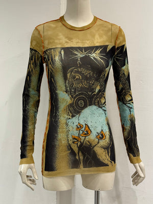 2000s Jean Paul Gaultier mesh long sleeve top