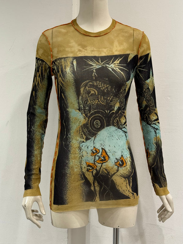 2000s Jean Paul Gaultier mesh long sleeve top