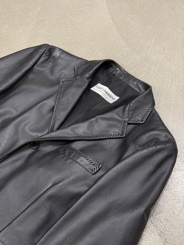 1990s Dolce & Gabbana leather tailored blazer