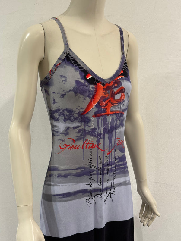 1990s Jean Paul Gaultier cloud print slip dress