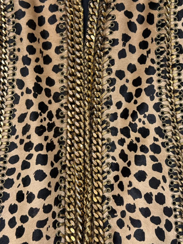 A/W2010 Balmain by Christophe Decarnin leopard pony hair metal chain jacket