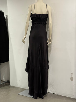 2000s Roberto Cavalli silk ruffled high-low evening dress