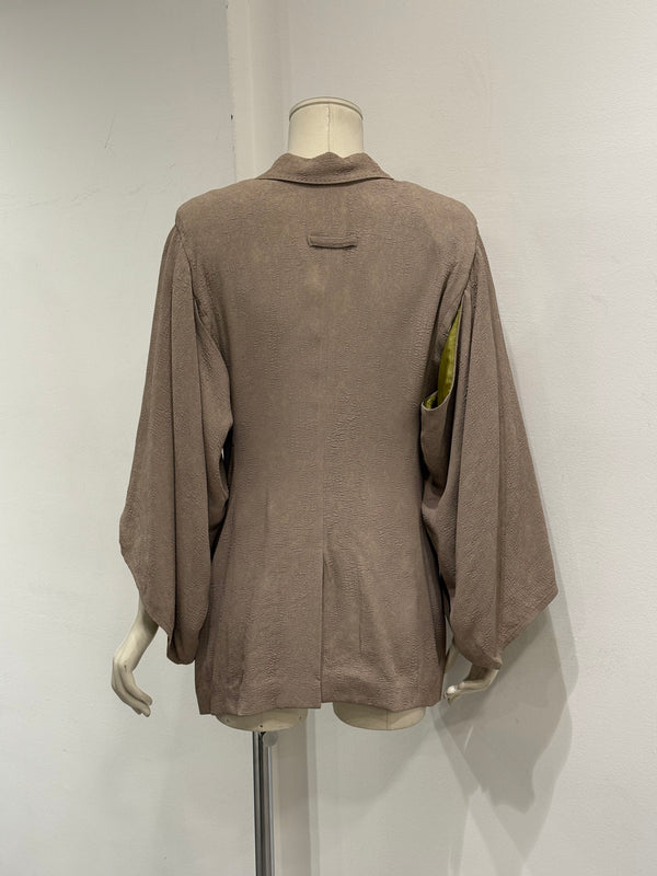 2000s Jean Paul Gaultier wrinkle skin wide sleeve set (jacket + pants)