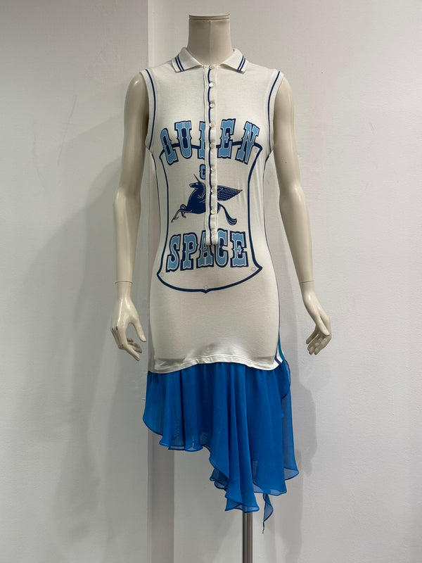 2000s Dolce & Gabbana sleeveless ruffle hem hybrid polo dress