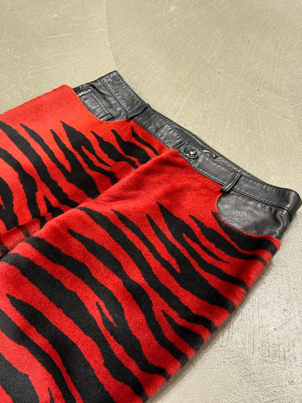 2000s Cavalli hybrid tiger leather pants