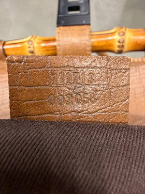 1990s Gucci monogram shoulder bag with bamboo detail