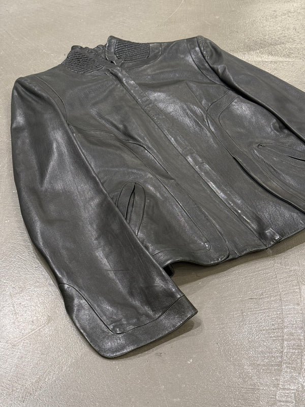 A/W2003 Alexander McQueen paneled biker leather jacket