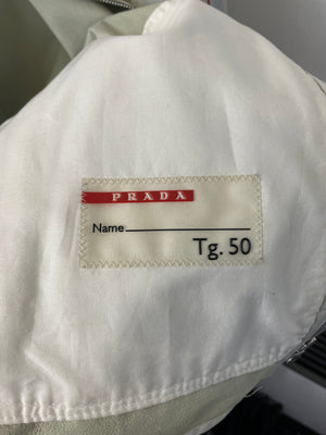 2000s Prada Red Line moto white leather jacket