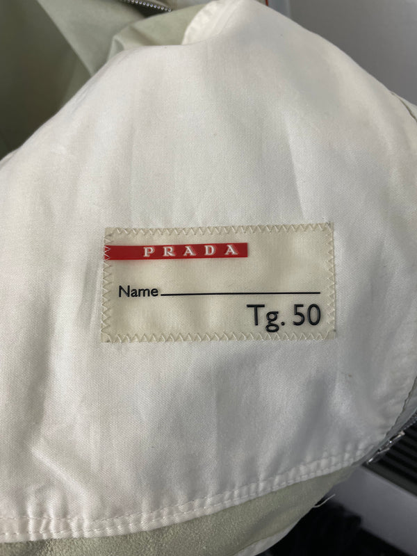 2000s Prada Red Line moto white leather jacket