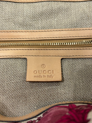 2010s Gucci bamboo handle floral hobo bag