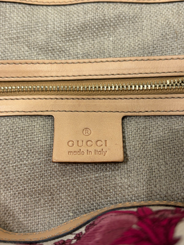 2010s Gucci bamboo handle floral hobo bag