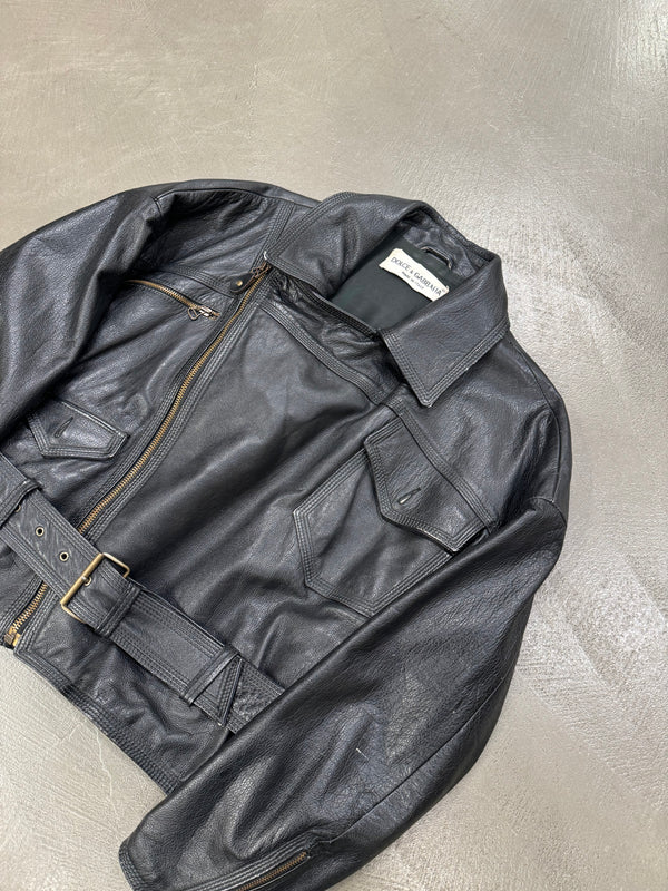 S/S 1992 Dolce & Gabbana leather biker boxy jacket