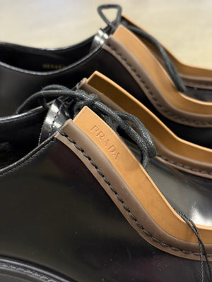 2023 Prada Diapason opaque runway derby shoes
