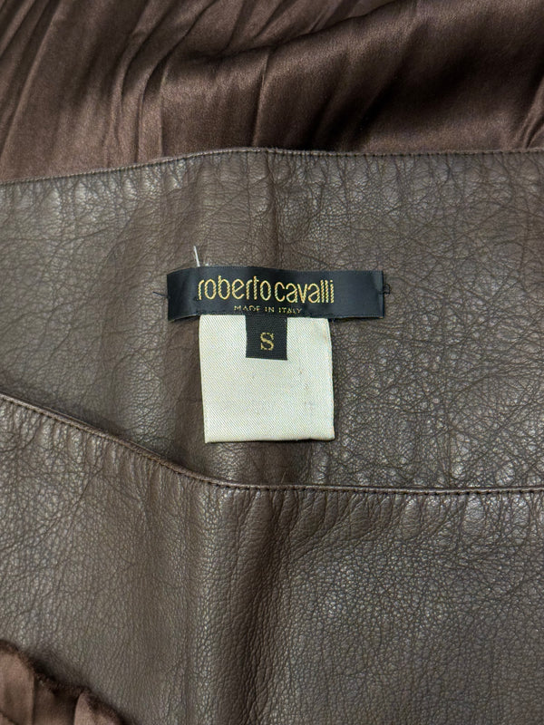 2000s Roberto Cavalli hybrid leather waistband wide pants