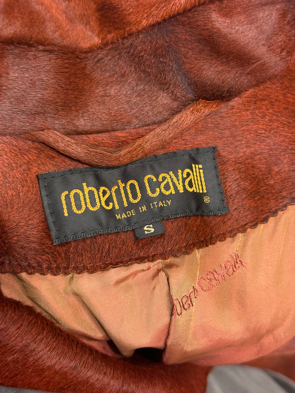 A/W2000 Roberto Cavalli pony hair leather belted coat