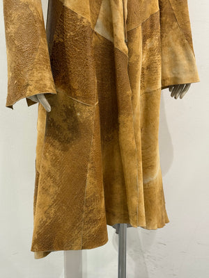 A/W2002 Roberto Cavalli fox fur distressed leather long coat