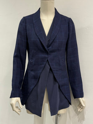 2000s Brunello Cucinelli double layer V-shape tartan blazer