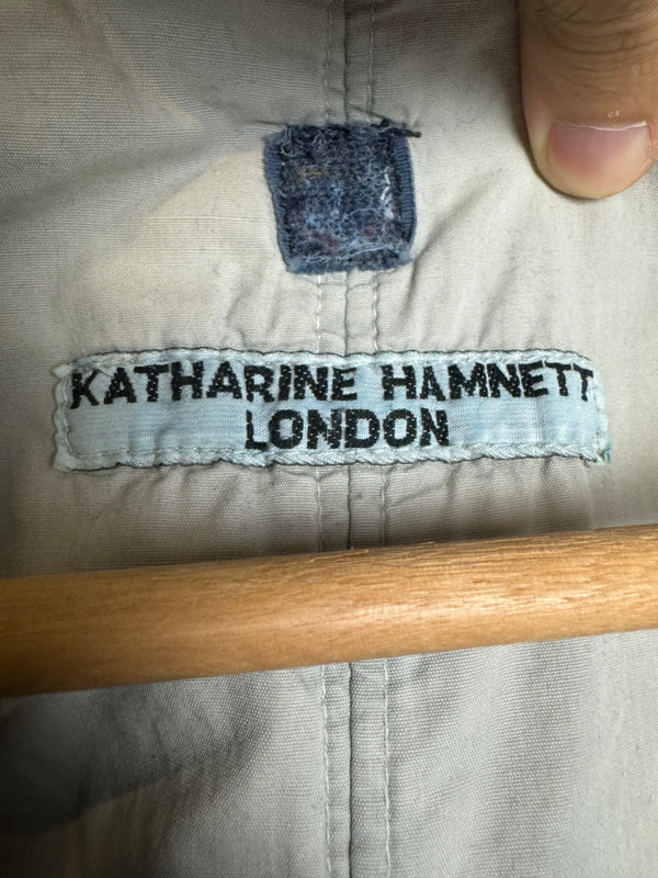 1980s Katharine Hamnett padded denim double breasted bomber