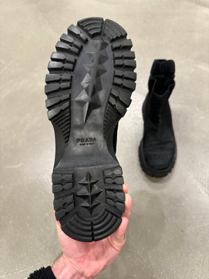 AW1999 Prada black pony hair leather boots